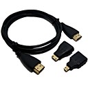 10ft 3in1 Full HD 1080P HDMI Cable pour kit HDMI  Mini HDMI  HDMI micro adaptateur