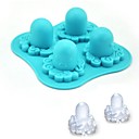 4 trous Octopus Shape Icy Cube Tray Materiau Silicone campouleur aleatoire