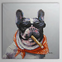 toile peinte la main de fumer le cigare peinture l huile animale taureau chien