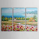 Main peinture l huile peinte Paysage Mer Hills Avec Set cadre tendu de 3