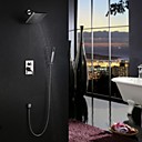 Robinet de douche montage mural contemporain nickel brosse avec tete de douche 8 pouces et douche main