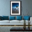 Paysage de fleuve de style europeen Imprimer Decoration Framed Canvas