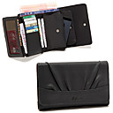 4in1 Black PU Quadrate plicatif multifonction Titulaire dembrayage de la carte Porte-monnaie Porte-monnaie sac de telephone