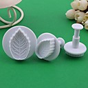 Plastique Rose Feuilles de plongeur de fondant de coupeur de gateau Moule Lot de 3