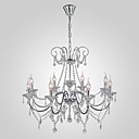 Lustre en cristal 8 lumieres moderne Argent metal chrome