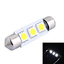 39mm 0.6W 6000K 50LM 3x5050 SMD LED blanche pour la voiture de lecture  License Plate  Porte le DC12V 1pcs