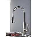 Monte contemporain Nickel brosse Un trou mitigeur pont rotatif gigogne jet en laiton robinet de cuisine