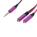 3.5mm male double feminin audio stereo Cable plat 20cm campouleurs assorties