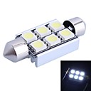 39mm 1.6W 6000K 90LM 6x5050 SMD LED blanche pour la voiture de lecture  License Plate  Porte le DC12V 1pcs