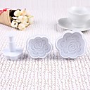 Plastique Rose Impression de plongeur de fondant de coupeur de gateau Moule Lot de 3