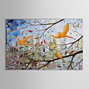 peints la main peinture l huile paysage oiseaux dans les arbres avec cadre etire