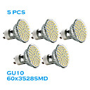 5pcs GU10 2.5W 60x3528smd 240lm 2700k lumiere blanche chaude d ampoule de tache led  220-240v 