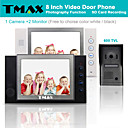 TMAX 8 LCD Video Door Phone Support Photograph SD Card Recording  with  600TVL HD IR Camera 1Camera to 2Monitors