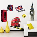 Createforlife  Bus de Londres Big Ben drapeau enfants autocollant de piece de creche mur Wall Art Stickers