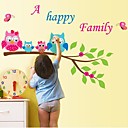 Createforlife  hiboux famille de bande dessinee pour enfants autocollant de piece de creche mur Wall Art Stickers