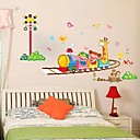 Createforlife  Cartoon Happy Train Voyager autocollant d art de piece de creche mur Stickers muraux enfants