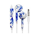 Prise audio 35 mm porcelaine bleue et blanche de modele intra-auriculaires avec mircrophone pour iPhone 55S5C et autres 110cm