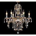 6 LightsEuropean Crystal Chandelier In Cognac Color  Crystal  Glass
