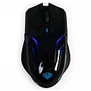 Qisan Crotalus 2.4GHz 2000dpi 6 boutons bleu LED sans fil professionnel Gaming Mouse-Noir