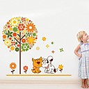 Createforlife  Cartoon floral Arbre Happy Dog et Cat Amis Enfants de piece de creche de mur d autocollant Art Stickers