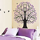 Arbre Createforlife  bande dessinee pourpre avec des oiseaux enfants autocollant d art de piece de creche mur Stickers Muraux