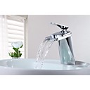 Robinet devier cascade chrome contemporain Un trou mitigeur de salle de bains