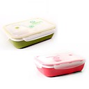 Plastique Micro-ondes Lunch Box Trois-en-un avec une cuillere de couleur aleatoire 23x15x7cm