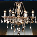 6 LightsModern Crystal Chandelier In Cognac Color  Metal  Glass