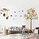 Createforlife  oiseau de dessin anime papillon autocollant d art de piece de creche mur Stickers muraux colores Arbre enfants