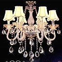 6 LightsWhite Color Crystal Modern Chandelier With L Shade  Crystal  Glass