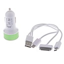 Universal double chargeur de voiture USB avec cable de chargement pour iPhone 55S  iPhone 44S  Samsung 20cm