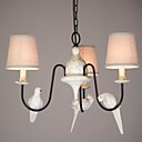 oiseau conception lustre 3 lumiere peinture metal avec abat-jour en tissu 220-240v