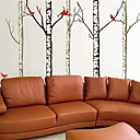 Createforlife  Winter Forest autocollant de piece de creche mur Wall Art Stickers Arbre Red Bird enfants