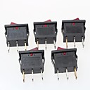 bouton bascule 3 broches on  off - rouge  noir 6a ac 250v  10a ac 125v 5pcs