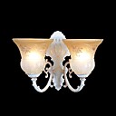 mur blanc appliques deux lumieres europeen 220v classique retro motif de verre ombre main dore