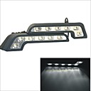 Carking12V 6LED T Shape Black Car DRL Daytime Running Light-White Light2PCS