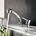 retrait pulverisation contemporaine repandue finition chrome deux trous poignee simple une cuisine de robinet en laiton