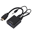 1080P HDMI Male to VGA Female Video Converter Adapter Cable for PC DVD HDTV Support Audio Black