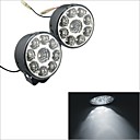 CarkingUniversal 9 LED Round Style Car DRL Daytime Running LightFog Light-White Light2PCS