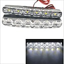 Carking12V 6LED Universal Car Light DRL Daytime Running Head L-White Light2PCS