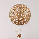 Pendentif en bois moderne e27 1 lumiere corail 40cm