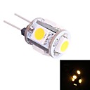 g4 0.5w 45lm 3500K 5x5050 blanc chaud ampoule LED  12V DC 