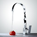 Contemporary Chrome Finish One Hole Single Handle Rotatable Kitchen Faucet