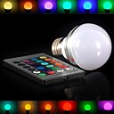 RGB Light LED Globe Bulb with Remote Control 3W E27 AC85~265V