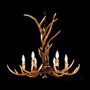 Lustre de resine 6 lumieres resine en forme de bois de style vintage et 220-240v en acier