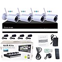 wifi kit de 4 canaux P2P nvr 4pcs sans fil 1.0MP 3.6mm vision de nuit de jour de la camera IP etanche 1pcs 4 canaux NVR