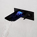 Oil-rubbed Bronze Finish Color Changing LED Waterfall Wall Mount Bathroom Sink Faucet