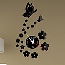 Horloge murale stickers muraux decalcomanies fleurs et papillons Miroir mural acrylique autocollants