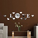 Horloge murale stickers autocollants muraux amour de style moderne mur coeur miroir acrylique autocollants