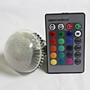 RGB LED ampoule avec telecommande ensemble de commande - blanc argent  AC85-265V  220lm 3w e27